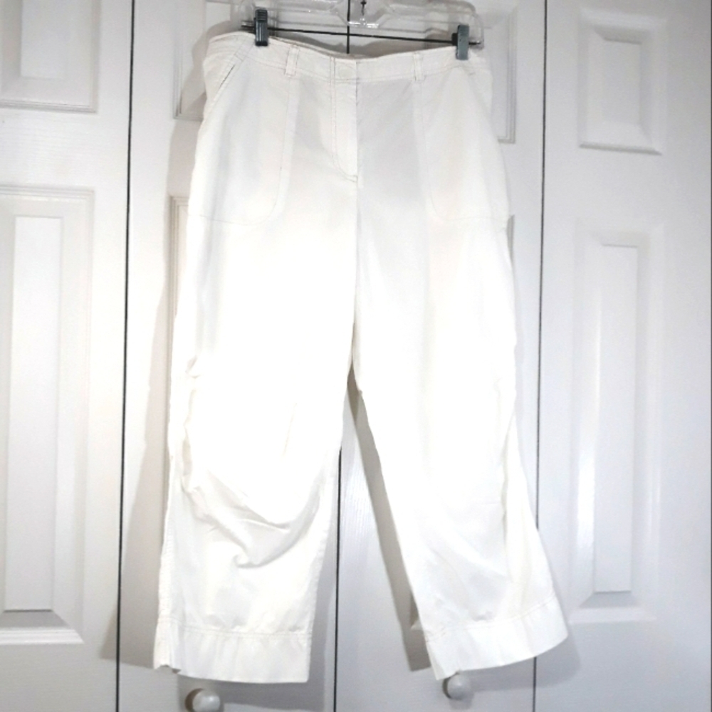 J.Jill Genuine Fit at Waist 100% Cotton Pants Size 14 in White with Pockets